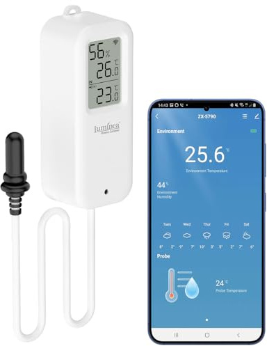 Thermomètre et hygromètre connecté avec sonde filaire [Luminea]