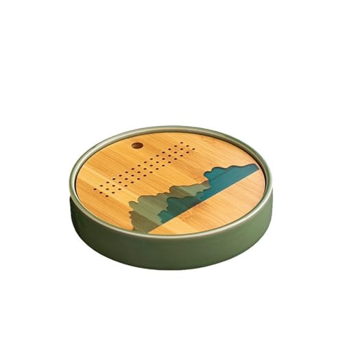 HPTHLY Service À Thé Chinois Vintage avec Assiette De Stockage d'eau Guanshan Émaillée Verte,23x5cm