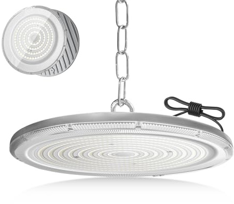 Fosingut Projecteur LED Industriel 400W,40000LM Spot High Bay Lumière éclairage d'atelier,Blanc Froid 6500K IP65 Étanche UFO Eclairage Plafonnier LED Interieur Lustre pour Entrepôt,Usine,Hall,Gym