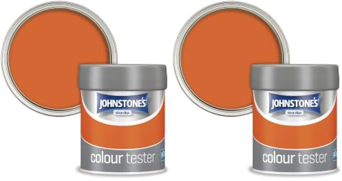 Johnstone's Wall & Ceiling Emulsion Paint Tester Pots - Fiery Sunset - Easy to Apply - Dry in 1-2 Hours - 75ml (Pack of 2)