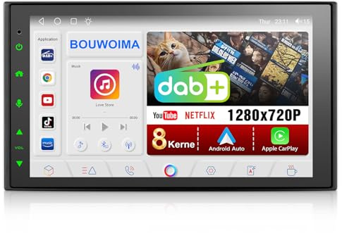 DAB Autoradio mit Bildschirm Android Doppel Din Radio Wireless Carplay Android Auto, 8-Core 2G+32G 7 Zoll Car Play Auto Radio 2 Din Touch Display mit Navi, DAB Plus, Bluetooth, GPS, WiFi, AM/FM/RDS