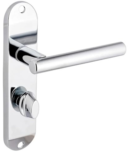 Designer Levers Kemsley T-Bar Thumb Lock Bathroom Door Handle | Fixings included; polished chrome; supplied as a pair; aluminium construction; bathroom thumbturn.