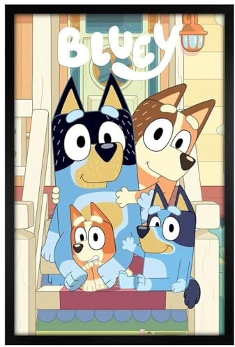 Grindstore Bluey (Line Up) Maxi-Poster, schwarzer Holzrahmen