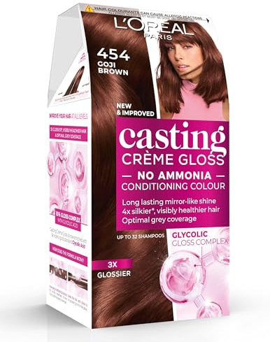 L’Oréal Paris Casting Crème Gloss Semi-Permanent Hair Dye, 454 Goji Brown | No-Ammonia, Radiant & Natural Colour, Lasting 32 Washes, 3x Glossier, 4x Silkier, Visibly Healthier, Easy Application