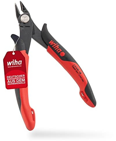 Wiha Präzisions Seitenschneider Elektronik klein (27395) breiter, spitzer Kopf ohne Wate 130mm I Drahtschneider Elektroinstallation I in Verpackung