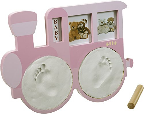 Bieco 76000052 - Abdruck- und Bilderrahmen Set Lok, rosa, ca. 32 x 23 x 1,5 cm