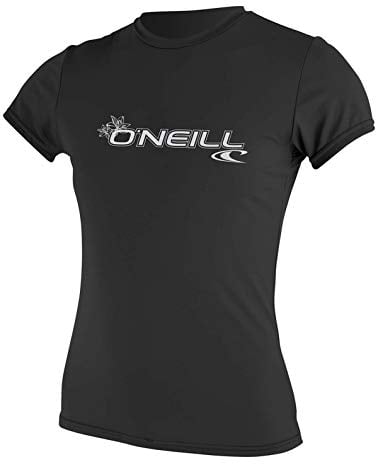 O'Neill Wetsuits Women's Wms Basic Skins Short Sleeve Sun Shirt Rash Vest, Black, M UK