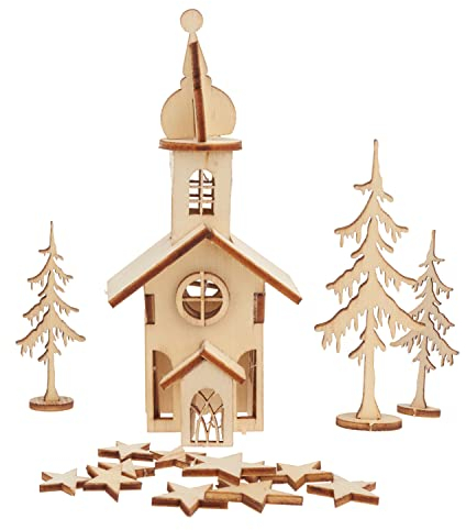 Holzbausatz Kirche, 37-tlg., Sperrholz