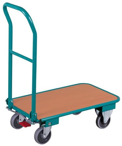 Ameise Transportwagen | 150 kg Tragkraft | HxBxT 94 x 45 x 81,5 cm | 4 TPE-Rollen mit Zentralbremse | stabiles Stahlgestell | stoß- und kratzfester Plattformwagen | klappbarer Schiebebügel