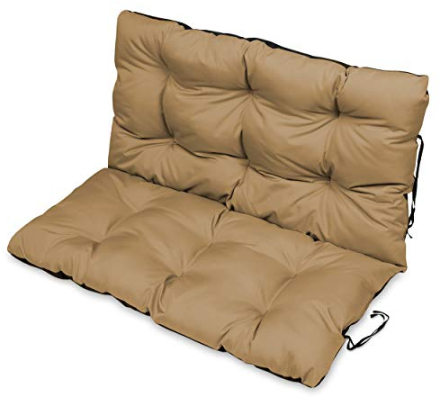 SuperKissen24. Sitzkissen Bankkissen Bankauflage für Gartenbank - 120x50 cm und Rückenlehne 120x60 cm - Outdoor und Indoor - beige