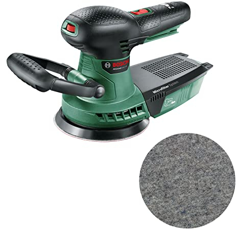 Bosch Akku Exzenterschleifer AdvancedOrbit 18 (ohne Akku, 18 Volt System, Schleifteller-Ø 125 mm, im Karton) + Bosch Polierfilz (für Exzenterschleifer verschiedene Materialien, Ø 125 mm, Klettsystem)