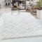 Carpetsale24 Teppich Wohnzimmer Hoch-Tief Effekt 3D Retro Design Creme 280 x 370 cm - Hochflor Teppich Schlafzimmer Rauten-Boho Teppich Pflegeleicht und Weich - Elegante Teppiche für Küche Esszimmer