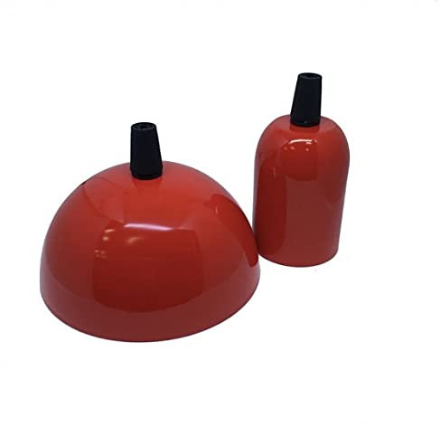 LnD - Kit de Suspension pour Câble Textile 2 x 0,75mm2 - Contient 1 Cache Douille en Métal - 1 Douille PVC E27-1 Rosace Métal - 2 Serre-Fils - Rouge