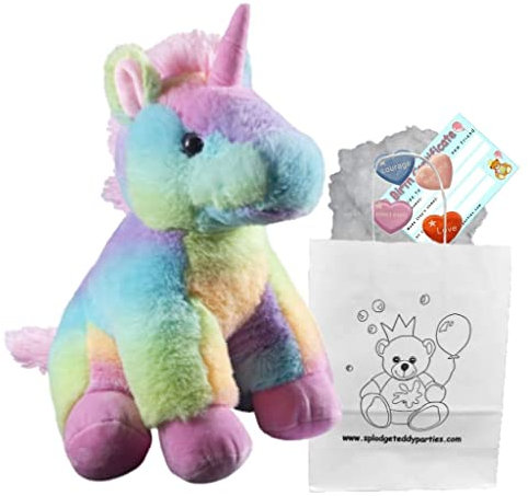 Regenbogen-Einhorn, weiches Plüschtier, 25 cm, Bauen Sie Ihr eigenes Teddybär-Set, kein Nähen