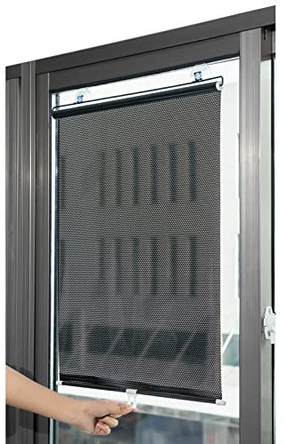 Blickdichtes Faltrollo,Sonnenschutz Verdunkelungsrollo mit Saugnäpfen,TemporäRe Jalousien Automatisch einziehbarer Auto Balkon Fenster Dachfenster Badezimmer,Abnehmbar Reisevorhang (68x125cm)