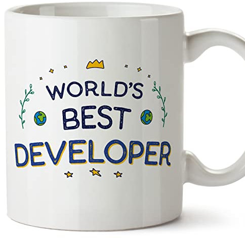 MUGFFINS Developer Mug - in English - World's Best - Funny Gift for Colleagues - Ceramic 11oz Mug