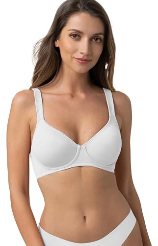 Dorina Soutien-Gorge Femme Lindsay – À Armatures, Non Rembourré, Bonnets Moulés, Couverture Totale, Microfibre Douce, Bretelles Réglables pour Soutien et Confort, Blanc