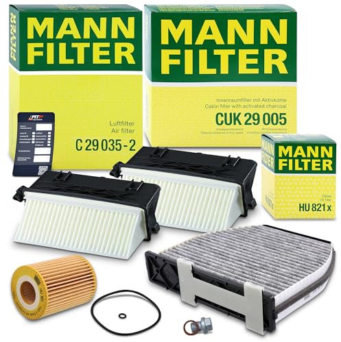 MANN-FILTER Filterset 1x Ölfilter, 1x Innenraumfilter (Aktivkohle), 2x Luftfilter Kompatibel mit MERCEDES C-Klasse (W204)(S204), CLS (C218), CLS Shooting Brake (X218), E-Klasse, GLK-Klasse (X204)