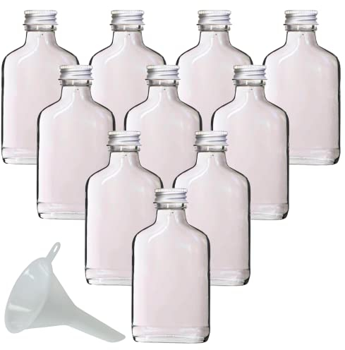 mikken 10 botellas de cristal pequeñas de 100 ml, para rellenar, incluye embudo