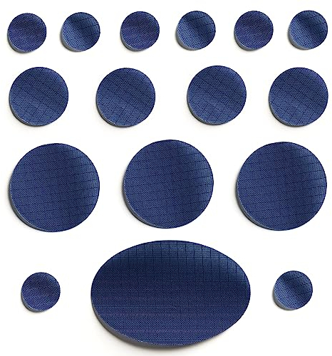 PERFECT PATCH KIT - Self-Adhesive Down Jacket Repair Patches | Waterproof, Tear-Resistant, Pre-Cut Nylon Patches | 16-Piece Set for Down Coats, Sleeping Bags, Tents, & Outdoor Gear - Dark Blue