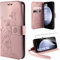 ivencase Handyhülle für Samsung Galaxy S23 FE 5G Hülle mit 1 Stück Hartglas Schutzfolie, Flip Lederhülle Tasche Case Magnet Kartenfach Schutzhülle für Samsung S23 FE (Rosa)