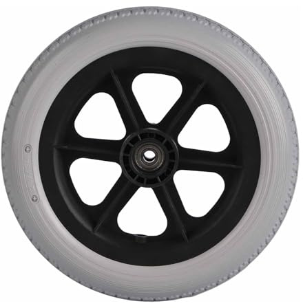 Accessoire Remplacement pour Fauteuil Roulant, Roues Avant en Caoutchouc 12 Pouces pour Handicapés & Personnes âgées,Pneu Solide Roue Arrière en Polyuréthane Antidérapant pour Remplacement(Grise,1pcs)