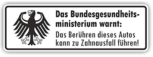 Folien-Zentrum - 2x Warnung Zahnausfall 15x5cm - Fun Aufkleber Auto Tuning Autosticker - Lustige Sticker Decal für Car Fahrrad Motorrad Mofa - Lustiger Spruch Autoaufkleber - Made in Germany (2)