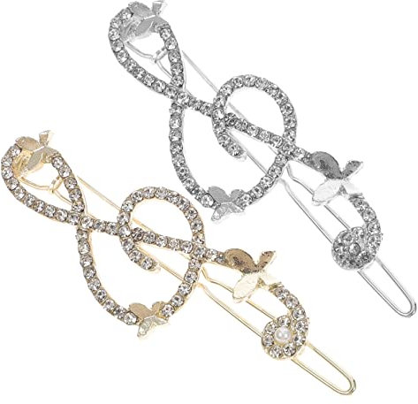 Ipetboom 2 Stücke Musikalische Noten Haarklammern aus Legierung mit Strass für Frauen und Mädchen - Elegante Haarspangen Damen mit Musik für Verschiedene Anlässe