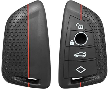 OTMIK Housse de clé de Voiture en Silicone pour BMW G20 G02 G31 G23 X3 X5 X1 X4 X6 IX3 F40 F34 F15 Series 1 3 Coque de Clé Accessoires (4 Boutons)