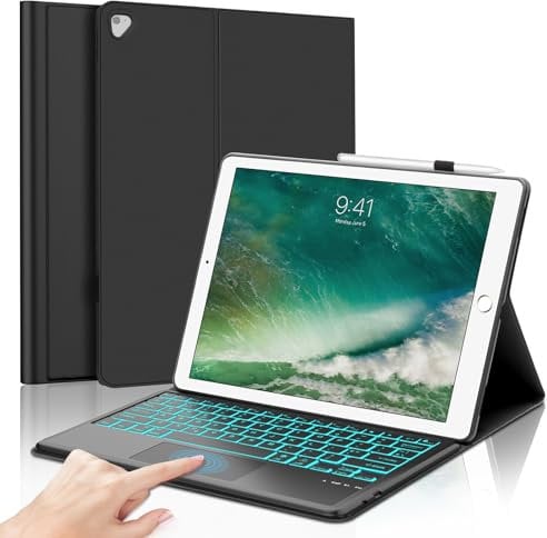 SENGBIRCH iPad Pro 12.9 Trackpad Keyboard Case for 2015 1st Generation / 2017 2nd Generation, Detachable Keyboard Case for iPad Pro 12.9 Keyboard Case 2015/2017 1st & 2nd Generation, Black