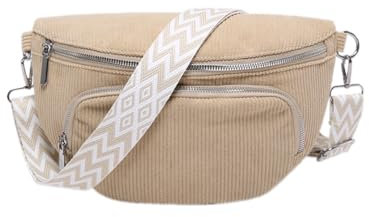 Damen Brusttasche aus Öko-Kordstoff – Großzügiges Fassungsvermögen, Schlichtes Modernes Design | Umweltfreundliche Crossbody Bag für Alltag & Reise (Beige)