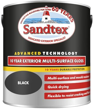 Sandtex 10 Year Exterior Multi Surface Gloss 750ml Black