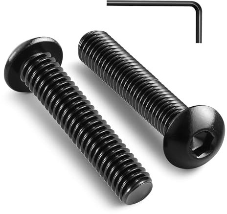 Zuyya 20 viti M4 x 25, viti a testa bombata nere con esagono incassato, filettatura completa per mobili in acciaio inox A2 V2A, viti a testa piatta per macchina con chiave a brugola