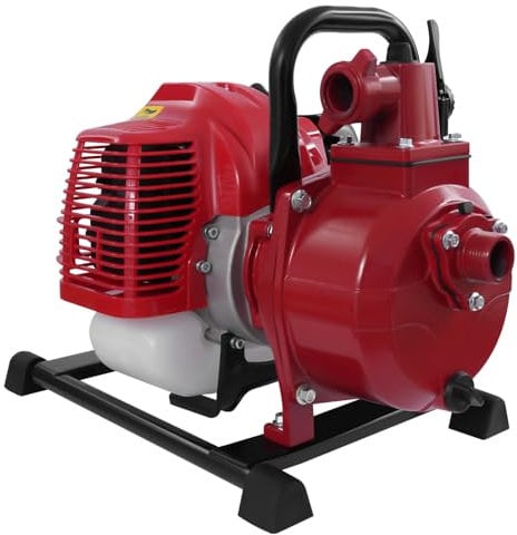 Bomba de agua de gasolina, motor de 2 tiempos, 43 cc, 1,25 kW (1,7 CV) • Bomba de jardín portátil de alto rendimiento • Caudal de 10 m³/h • Altura de extracción de 30 m • Potencia de aspiración de 8 m