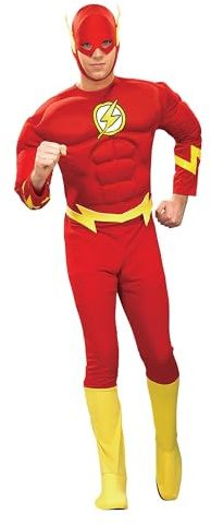 Rubie's Official DC Muscle Chest Flash Costume, Adult Superhero Fancy Dress