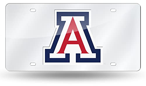 Rico Industries NCAA Arizona Wildcats Laser Inlaid Metal License Plate Tag, Silver, 6 x 12