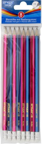 Stylex 8er Packung Bleistifte, mit Radiergummi