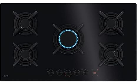 AEG HKB95453NB PIANO COTTURA A GAS ON GLASS FLAMELIGHT 5 FUOCHI 90 CM NERO