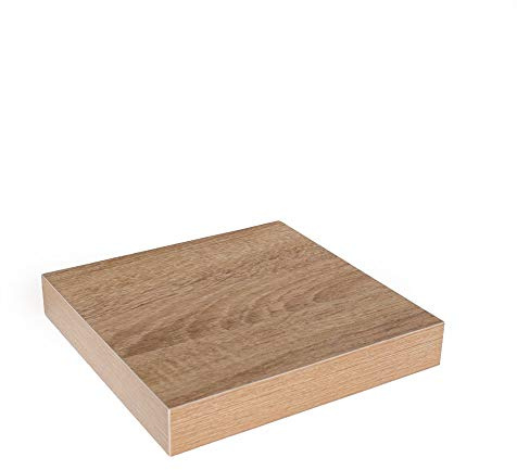 Core Products Hudson Square Floating Shelf Kit, Chunky 3.8cm Light-Oak Effect Box Shelving Unit | W24 x D23.5 cm Compact Style Mini Wall Shelf Decoration for Bedroom, Living Room, Hallway, Bathroom