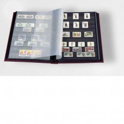 16 schwarze Seiten LEUCHTTURM Einsteckbuch Briefmarkenalbum Einband dunkelblau