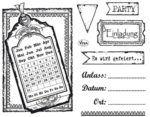 Viva Decor Clear-Stamps (Einladung) Silikon Stempel - Prägung Stempel - DIY Dekoration stanzen - Stempel Silikon - DIY Stamp - Stempel Prägung - Designed in Germany