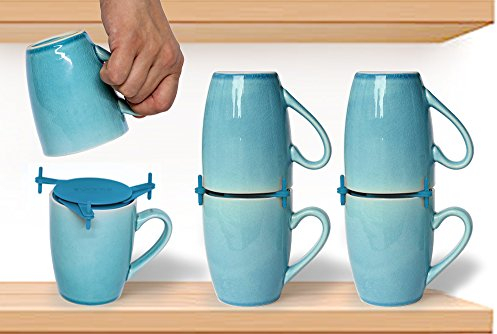 ELYPRO Coffee Mug Organizers and Storage, Kitchen Cabinet Shelf Organizer - Cupboard and Pantry Organization, Expandable Stackable Gadget for Tea Cup and Coffee Mugs, Save Space, Organize, 6pk