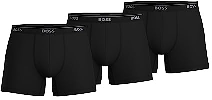 BOSS Mens BoxerBr 3P Bold Des Three-Pack of Logo-Waistband Boxer Briefs in Stretch Cotton