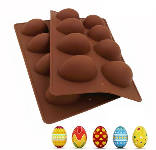 EchoDone Egg Shape Soap Mold Non Stick Silicone Half Egg Mold for Soap Making, Truffles Chocolate, Candy, Jelly, Desserts, Ice Tray Backing Set Cake Mould 2 Packs