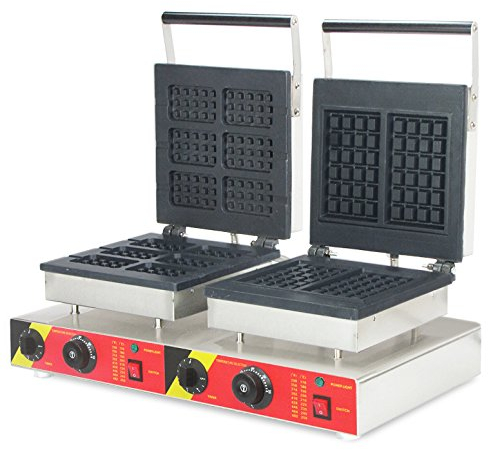 CGOLDENWALL NP-566 Commercial Waffle Making Machine 2 in 1 Waffle Iron Maker Non-stick Waffle Toaster Double-headed Waffle Baker Electric Belgian Waffle Stove (220V)