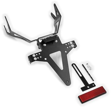 IBEX 10002256 verstellbar Kennzeichenhalter Kennzeichenträger Nummernschild Halter Halteplatte Halterung kurzes Heck Umbau Streetfighter (inkl. Kennzeichenbeleuchtung und Rückstrahler)