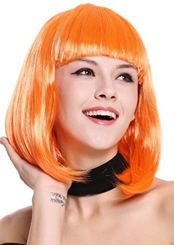 WIG ME UP - 0073-3-PC24 Perücke Damenperücke Karneval Longbob Bob schulterlang glatt Pony Orange