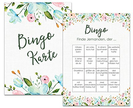 Nastami Bingokarten Weiße Hochzeit, Hochzeitsspiel für Gäste und Brautpaar, 50 Stück