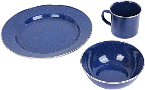 Epic Militaria Durable Emaille Camping Tafelservice (Blau, 1 Set)