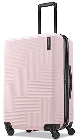 American Tourister Stratum XLT Valise Rigide Extensible avec roulettes pivotantes, Rose pétale, Checked-Medium 24-inch, Stratum XLT Valise Rigide Extensible avec roulettes pivotantes